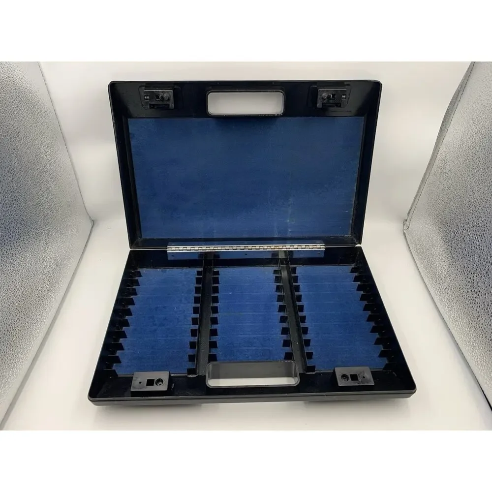 Vintage Cassette Carrying Case 1980's Plastic Hardshell Briefcase Holds 30 Tapes